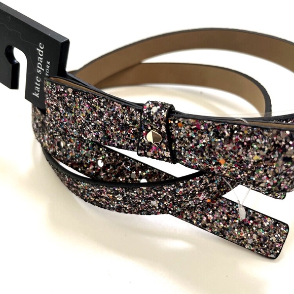 NWT Original KATE SPADE Glitter Bow Leather Belt KS2100663C 3/4\